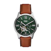 Fossil Men's Green Open Heart Dial Brown Leather Strap Watch
