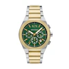 Armani Exchange Sync Men's Green Chronograph Dial Two Tone Stainless Steel Watch
