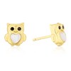 Sterling Silver Gold Tone MOP Owl Stud Earrings