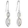 Sterling Silver Twist Navette Crystal Drop Earrings