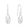 Sterling Silver Interlink Cubic Zirconia Hook Drop Earrings