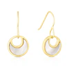 Sterling Silver Gold Plated Mother Of Pearl Moon Hook Drop Earrings