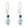 Sterling Silver Two Tone Blue Topaz Drop Earrings