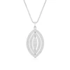 Sterling Silver Navette Cubic Zirconia Spinning Pendant Necklace