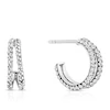 9ct White Gold Crystal Two Row Half Hoop Earrings