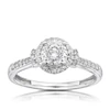 Engagement Ring 9ct White Gold Total Round Halo 0.33ct Diamond Ring