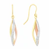 9ct Tri-Tone Gold Caged Drop Earrings