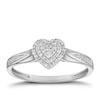 Engagement Ring Sterling Silver Total Heart Cluster 0.10ct Diamond Ring