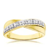 Engagement Ring 9ct Yellow Gold Crossover 0.12ct Diamond Ring