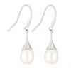9ct White Gold Cultured Freshwater Pearl Flute Drop Earrings
