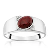 Men's Sterling Silver 0.03ct Diamond & Red Jasper Signet Ring