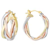 9ct 3 Colour Gold Braided 15mm Hoop Earrings