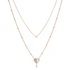 Fossil Flutter Hearts Rose Gold Tone Multi-Strand Necklace