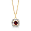 Sterling Silver & 18ct Gold Plated Vermeil Diamond & Garnet Halo Pendant