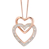 9ct Rose Gold Diamond Set Double Heart Pendant