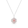Sterling Silver Small Red Floral Enamel Hexagon Locket
