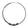 Fossil Men's Black Leather & Steel Rondell Bead Necklace 3 Fossil Men's Black Leather & Steel Rondell Bead Necklace
