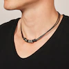 Fossil Men's Black Leather & Steel Rondell Bead Necklace 4 Fossil Men's Black Leather & Steel Rondell Bead Necklace