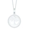 Sterling Silver Tree Design Cubic Zirconia Pendant Necklace
