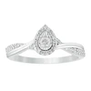 Engagement Ring 9ct White Gold Illusion Set Pear Halo 0.15ct Diamond Ring