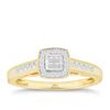 Engagement Ring Princessa 9ct Yellow Gold Cluster 0.25ct Diamond Ring