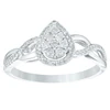 Engagement Ring 9ct White Gold Pear Shaped Cluster 0.20ct Diamond Ring
