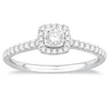 Engagement Ring 9ct White Gold Cushion Halo 0.33ct Diamond Ring