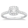 Engagement Ring 9ct White Gold Illusion Set Cushion Halo 0.50ct Diamond Ring