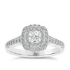 Engagement Ring The Diamond Story 18ct White Gold Double Halo 0.50ct Diamond Ring