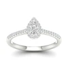 Engagement Ring 9ct White Gold Pear Cut Halo 0.33ct Diamond Ring
