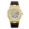 Rotary Regent Skeleton Men's Brown Leather Strap Watch