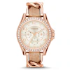 Fossil Ladies' Rose Gold Tone Leather Strap Watch
