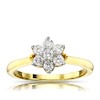 Engagement Ring 9ct Yellow Gold Total Flower Cluster 0.50ct Diamond Ring