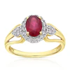 9ct Yellow Gold Treated Ruby & 0.20ct Diamond Ring