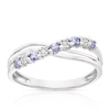 9ct White Gold Tanzanite & Diamond Crossover Ring