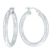 9ct White Gold Sparkle Cut 20mm Hoop Earrings