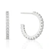 Sterling Silver & Cubic Zirconia Claw Set Half Hoop Earrings