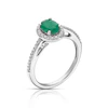 9ct White Gold Emerald 0.15ct Diamond Oval Halo Ring 3 9ct White Gold Emerald 0.15ct Diamond Oval Halo Ring
