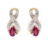 9ct Yellow Gold Diamond and Ruby Earrings