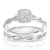 Engagement Ring Perfect Fit Argentium Sterling Silver Twisted Shoulders Bridal Set 0.25ct Diamond Ring