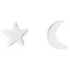 Sterling Silver Star & Moon Mismatched Stud Earrings