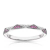 9ct White Gold Ruby 0.09ct Diamond Geometric Ring